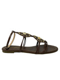 Sandalo basso marrone con accessorio oro - 2563CMA