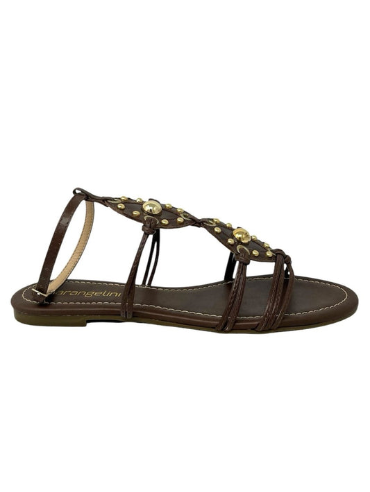 Sandalo basso marrone con accessorio oro - 2563CMA