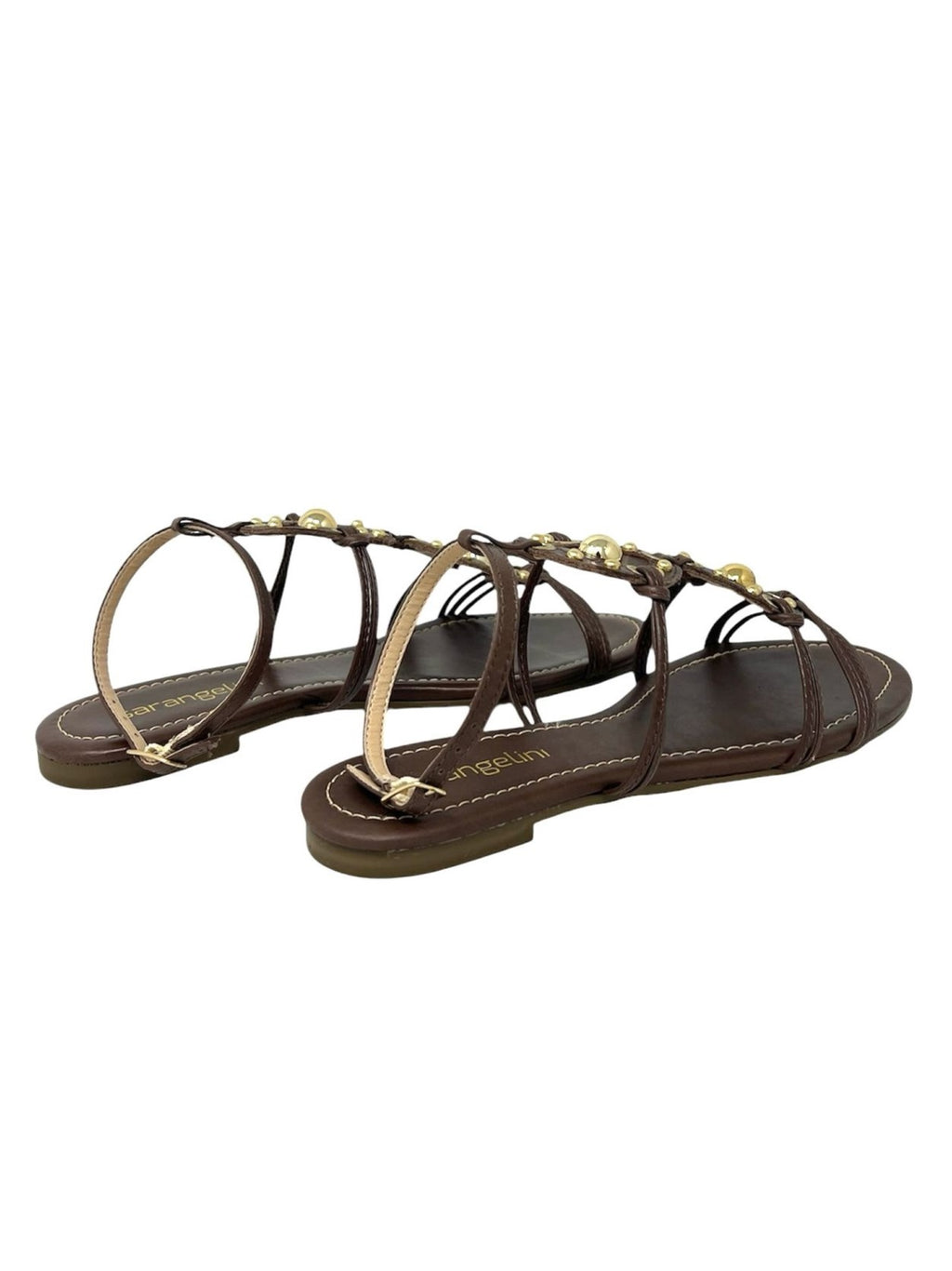 Sandalo basso marrone con accessorio oro - 2563CMA