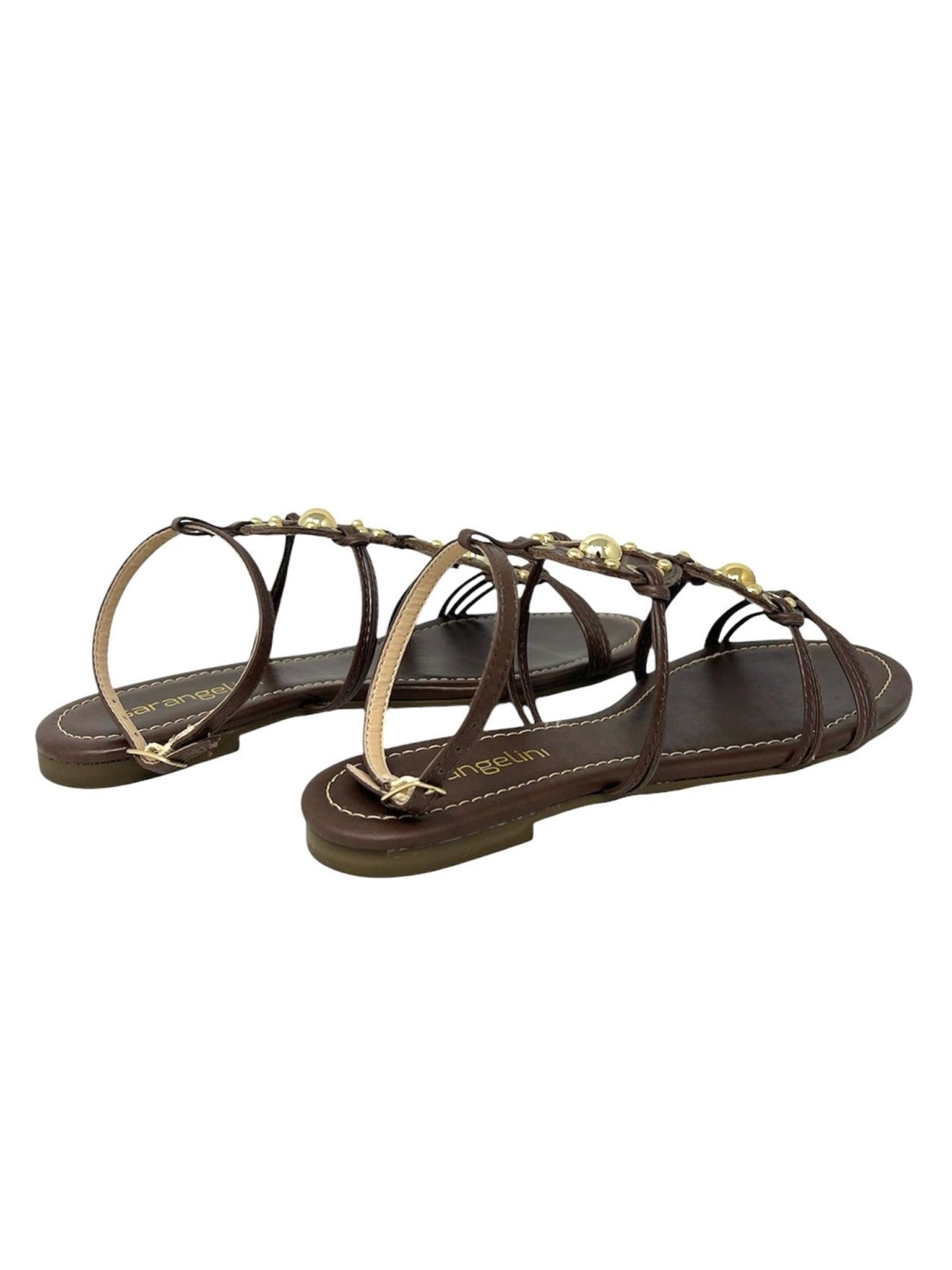 Sandalo basso marrone con accessorio oro - 2563CMA