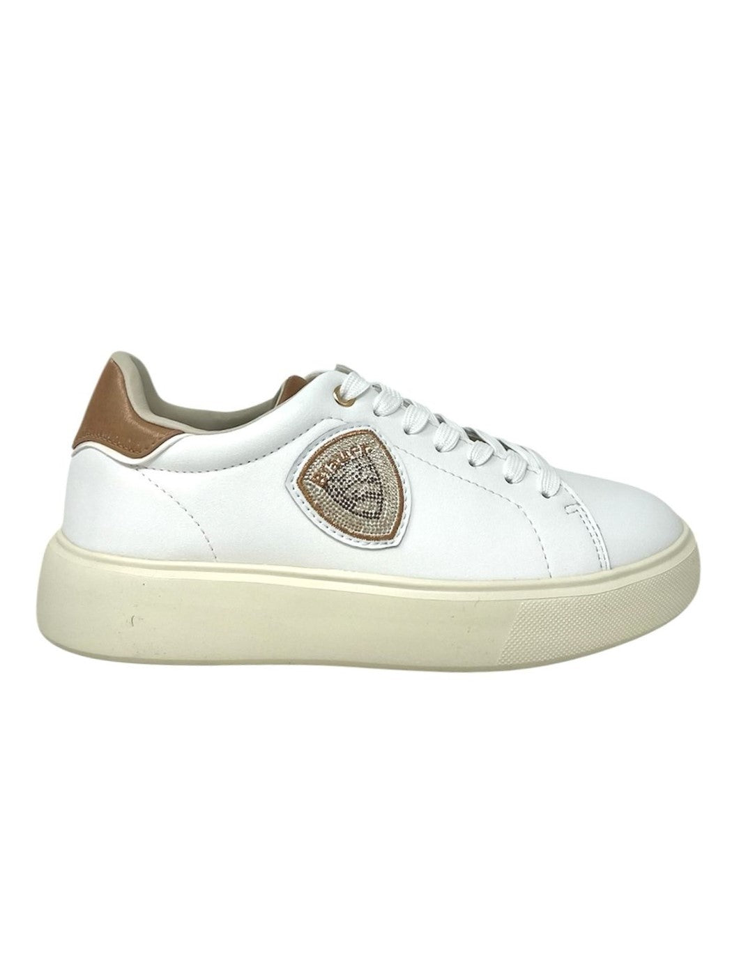 Sneakers white/nude logo Blauer strass pelle - VENUS01
