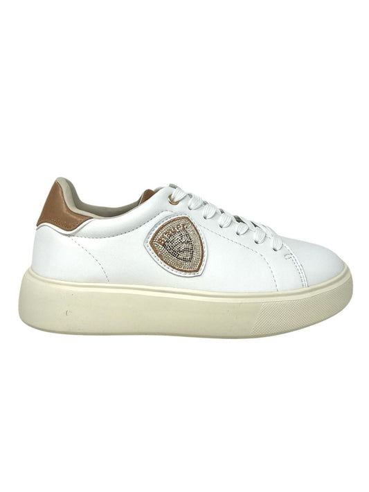 Sneakers white/nude logo Blauer strass pelle - VENUS01