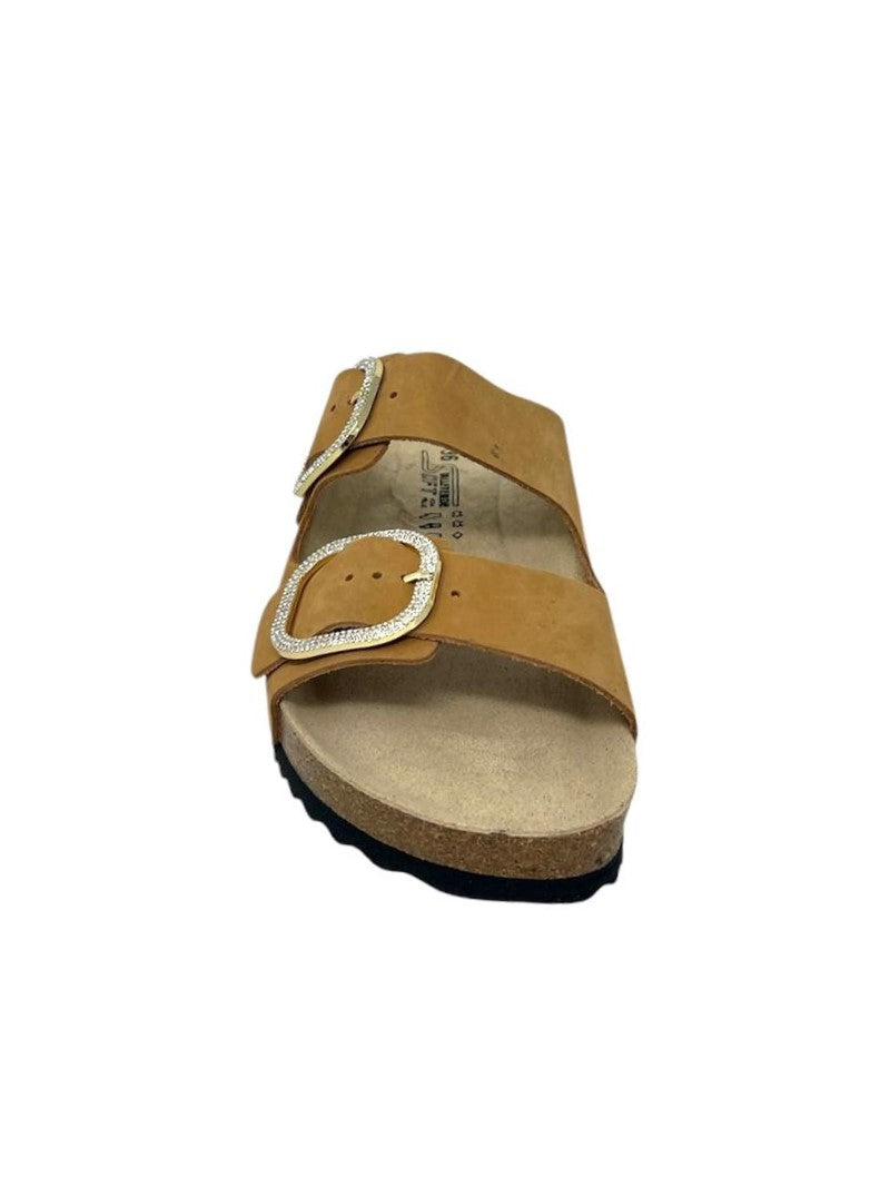 Ciabatta doppio cinturino regolabile in nabuk corda - VG1571TK