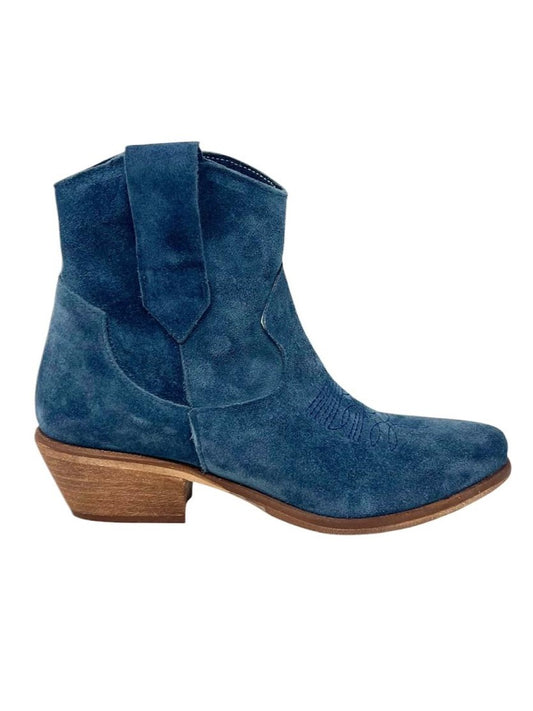 Texani in jeans con ricamo camoscio - 2083