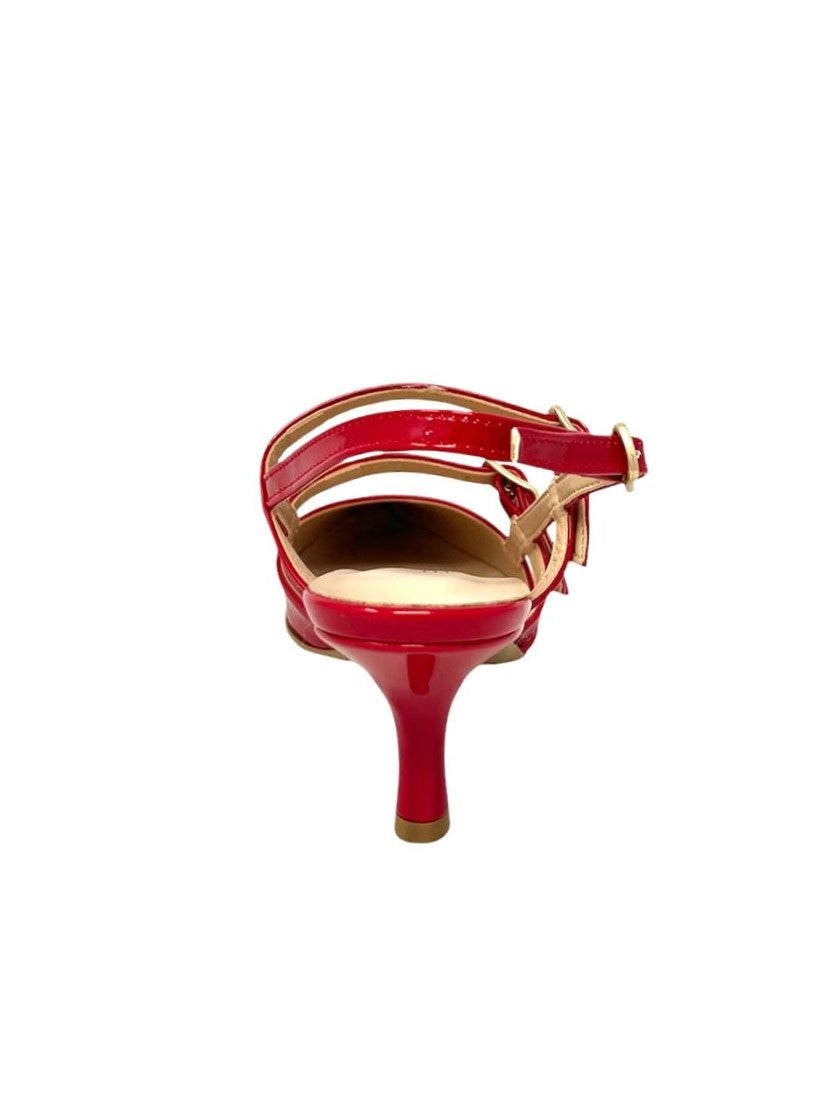 Slingback tacco 4 doppio cinturino vernice rosso - 1738ROS
