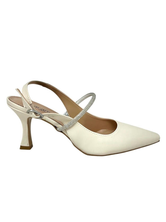 Decollete' slingback T7 con fascia strass colore burro - 8330BUR