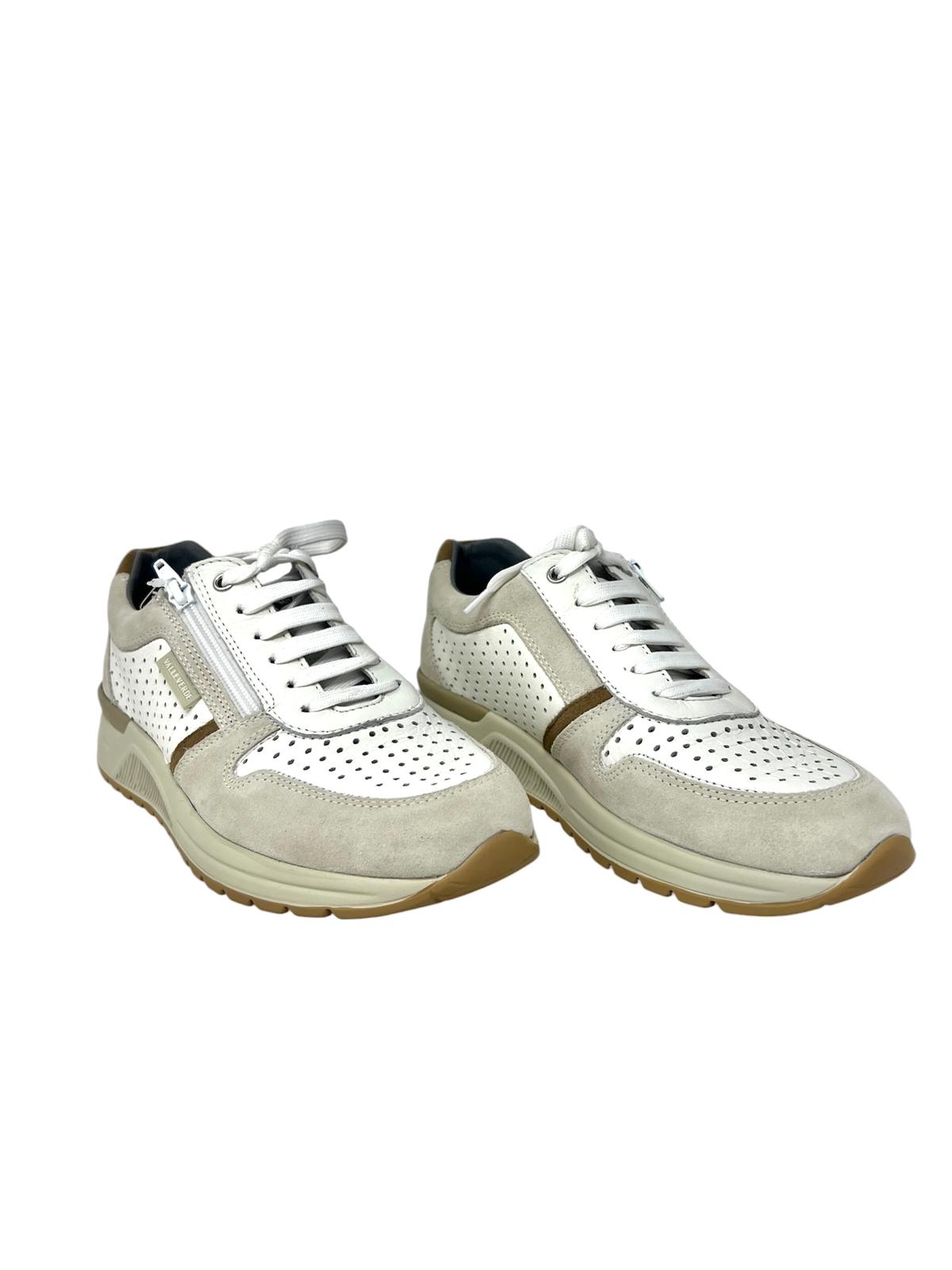 Sneakers uomo pelle bianco ghiaccio - V49904