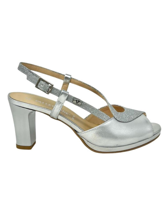 Sandalo elegante con tacco largo argento - 28343