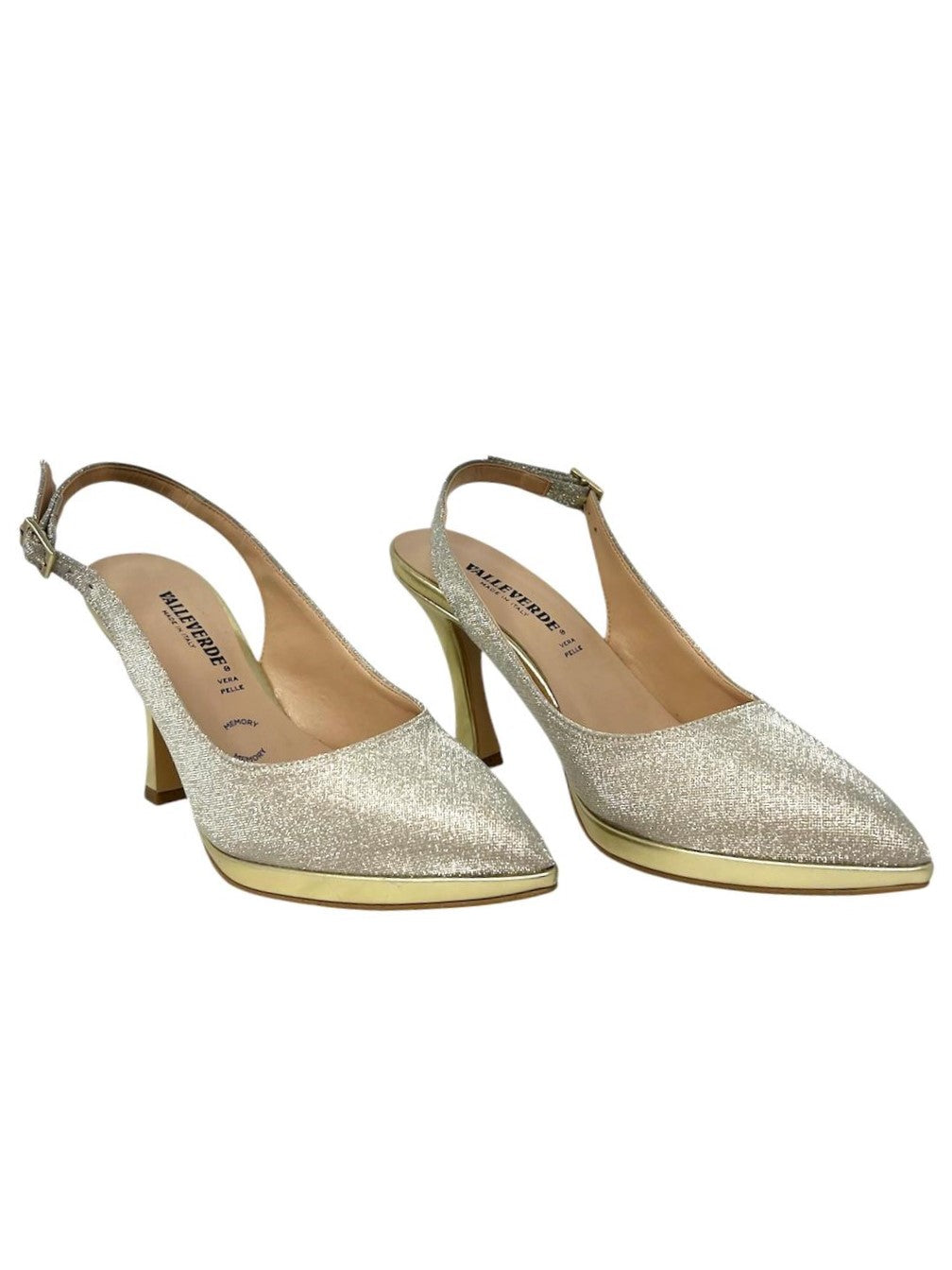 Decollete glitter platino con cinturino - 18211
