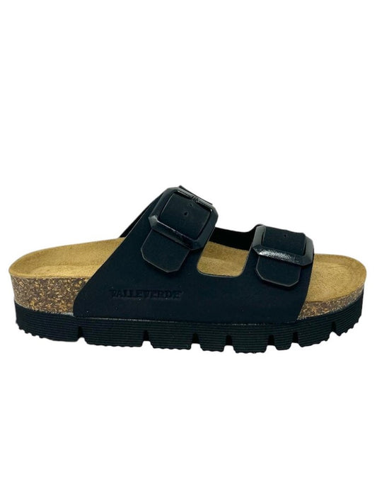 Ciabatta platform doppia fascia nero - VG6800Q