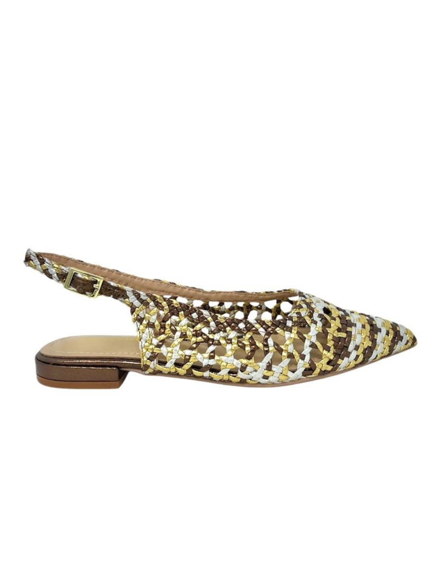 Ballerina slingback bassa intrecci bronzo - C0403P