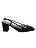 Decollete' slingback pelle nero punta quadrata - G0902A