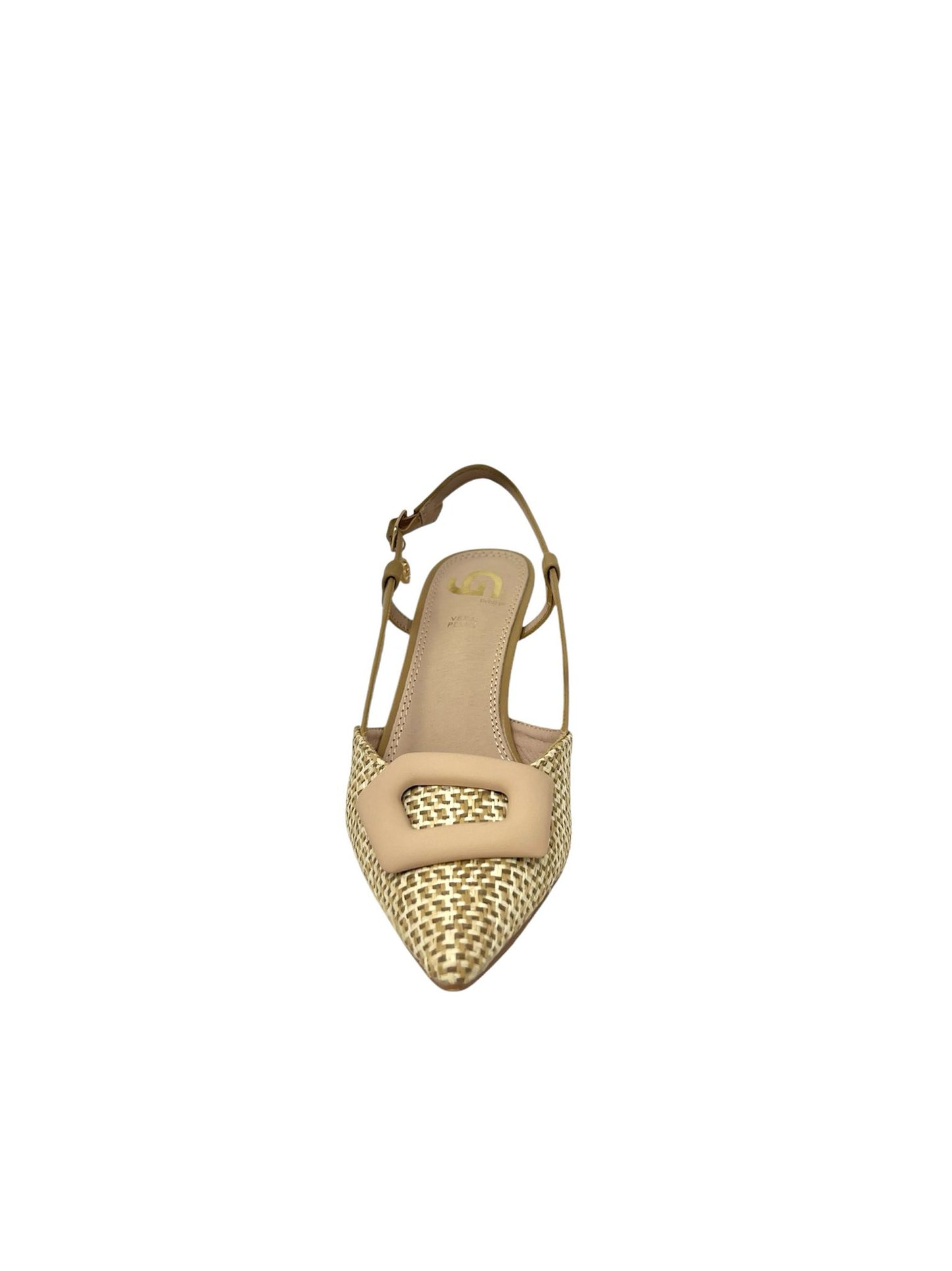 Decollete' slingback raffia con accessorio beige - GP777CA
