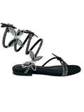 Sandalo flat alla schiava nero accessorio farfalla - GH52