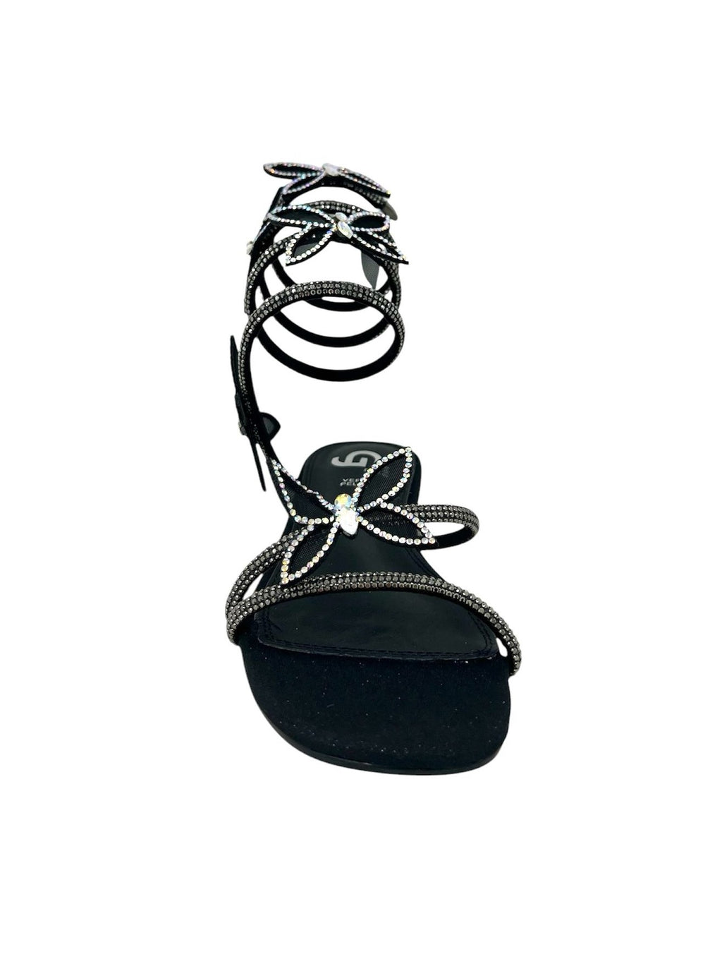 Sandalo flat alla schiava nero accessorio farfalla - GH52