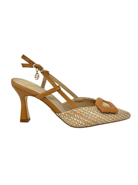 Decollete' slingback T7 raffia con accessorio - GP777C
