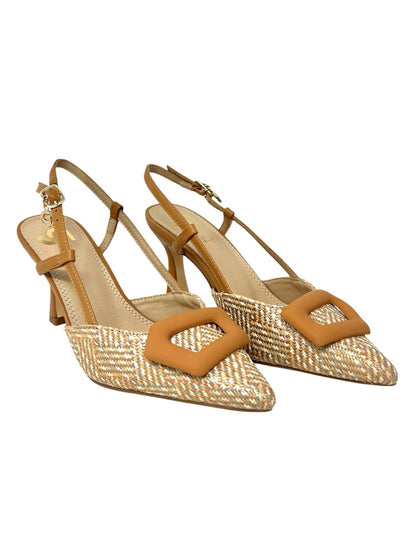 Decollete' slingback T7 raffia con accessorio - GP777C