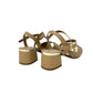 Sandalo donna tacco quadrato vitello beige - 15101