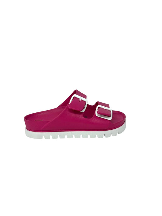 Ciabatta doppio cinturino fuxia fondo bianco - 59300