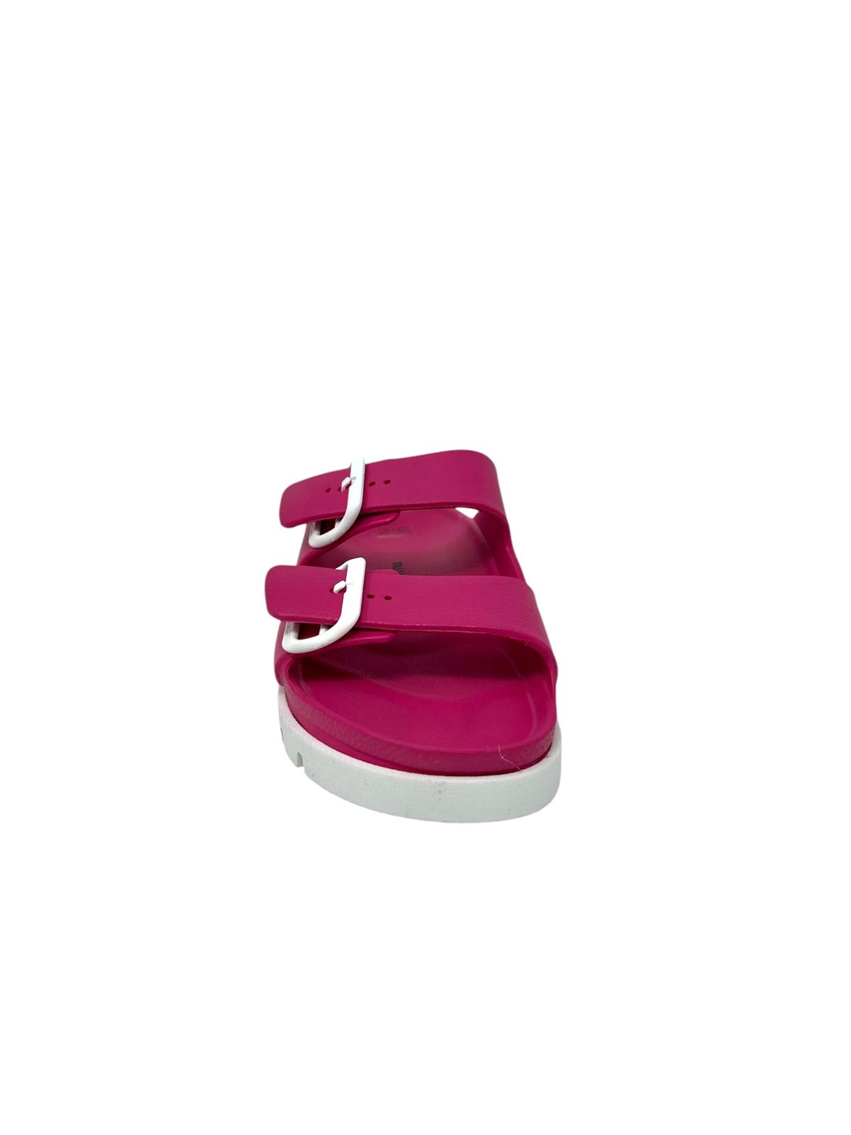 Ciabatta doppio cinturino fuxia fondo bianco - 59300