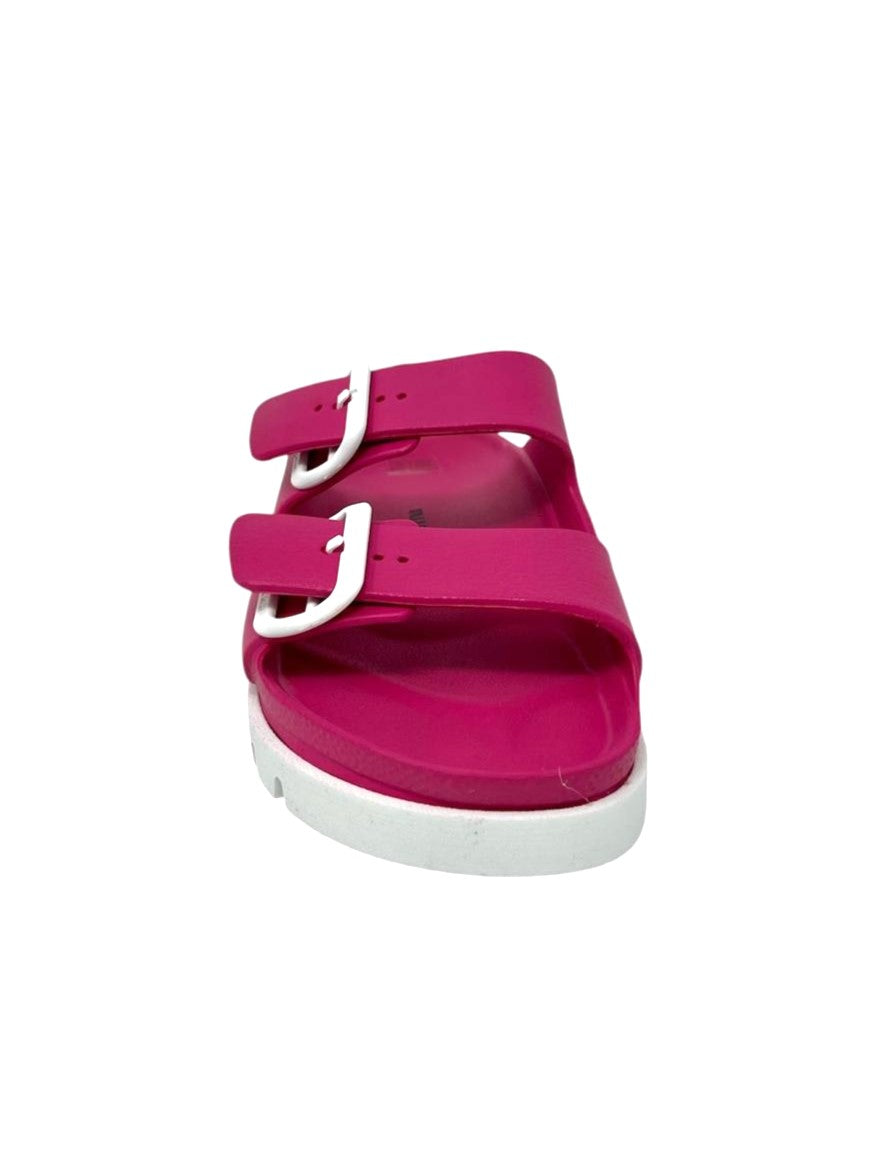 Ciabatta doppio cinturino fuxia fondo bianco - 59300