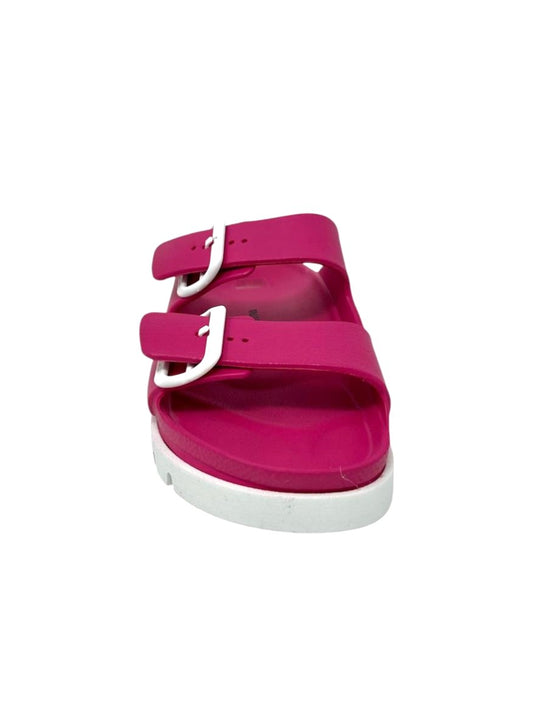 Ciabatta doppio cinturino fuxia fondo bianco - 59300