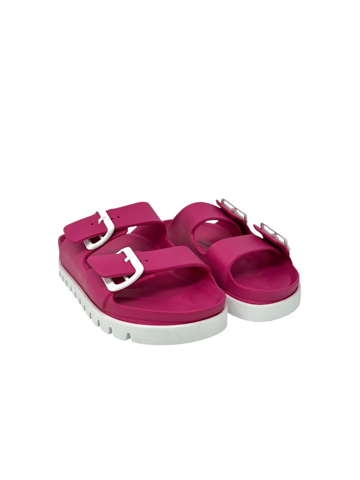 Ciabatta doppio cinturino fuxia fondo bianco - 59300