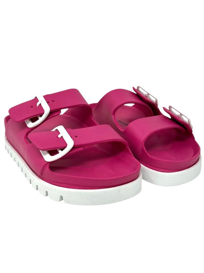 Ciabatta doppio cinturino fuxia fondo bianco - 59300