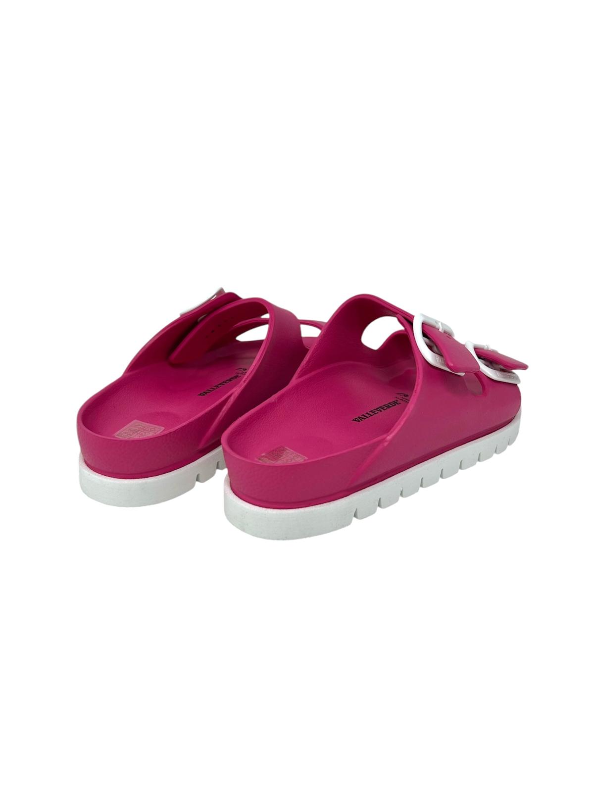 Ciabatta doppio cinturino fuxia fondo bianco - 59300
