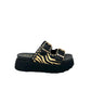 Ciabatta platform animalier nero con borchie - CLW430L