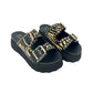 Ciabatta platform animalier nero con borchie - CLW430L