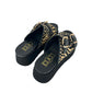 Ciabatta platform animalier nero con borchie - CLW430L