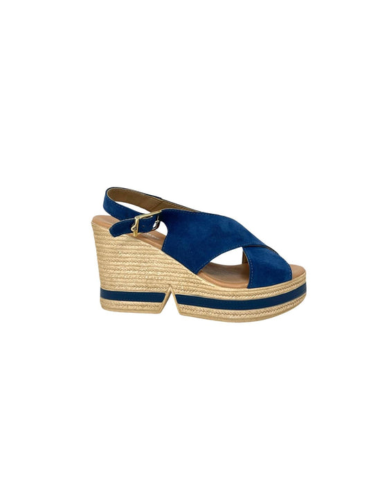 Sandalo zeppa suede denim - VV4925