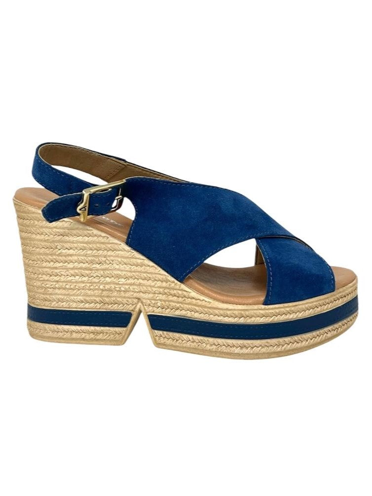 Sandalo zeppa suede denim - VV4925