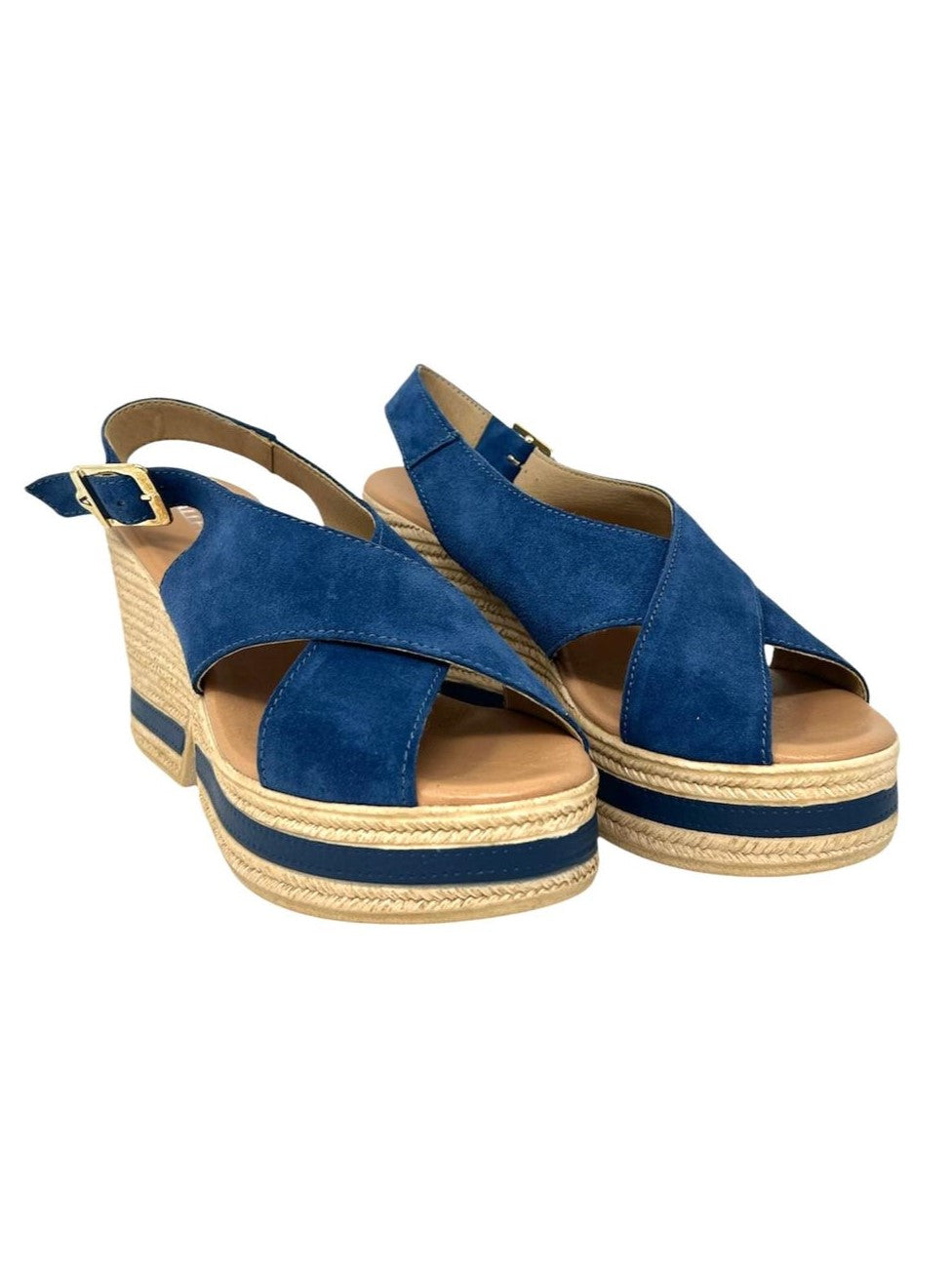 Sandalo zeppa suede denim - VV4925