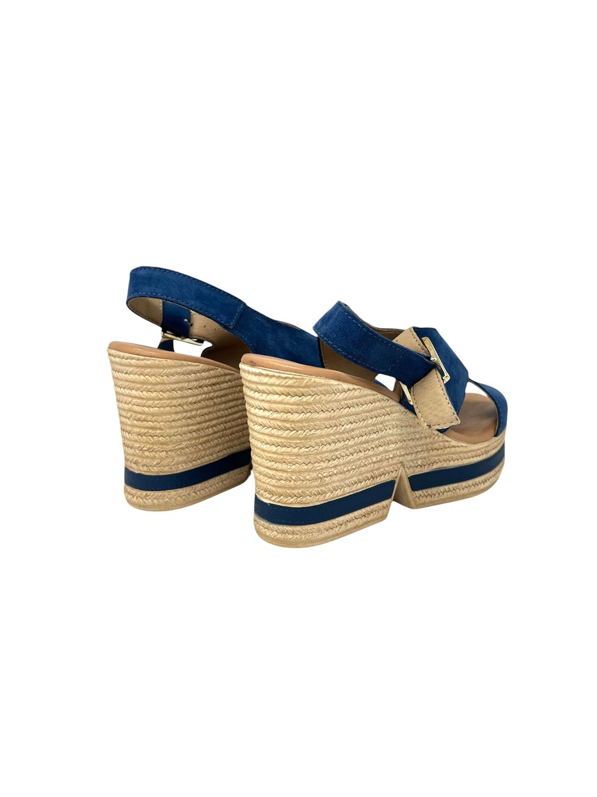 Sandalo zeppa suede denim - VV4925