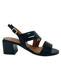 Sandalo con tacco quadrato 5cm pelle nero - K35531