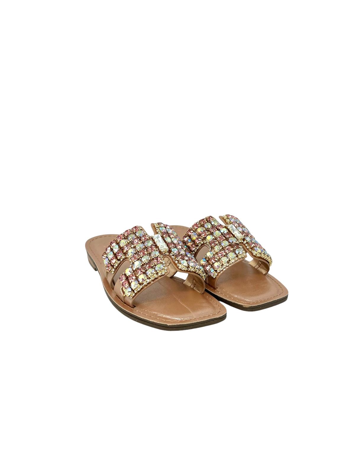 Ciabatta flat ad H con strass - GL820P