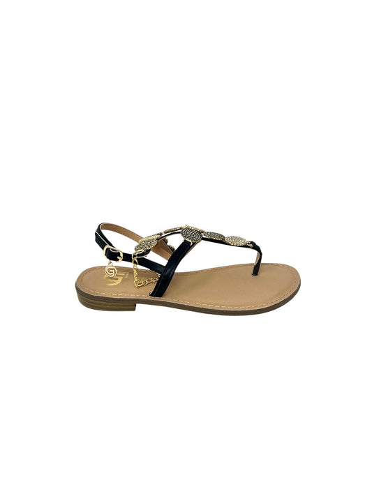 Sandalo infradito strass oro/nero - GL835NE