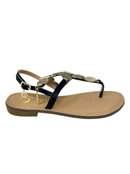 Sandalo infradito strass oro/nero - GL835NE