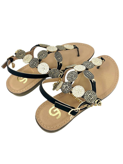 Sandalo infradito strass oro/nero - GL835NE
