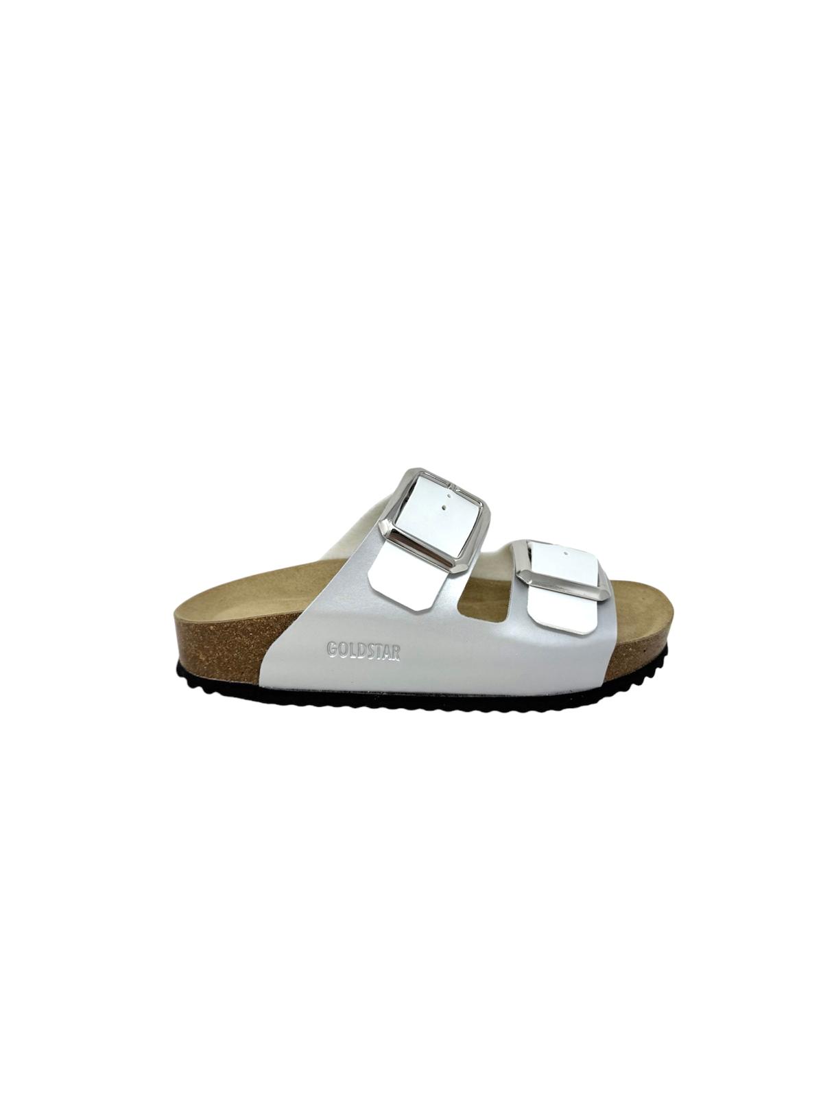 Ciabatta con doppio cinturino regolabile argento - GS1571Q