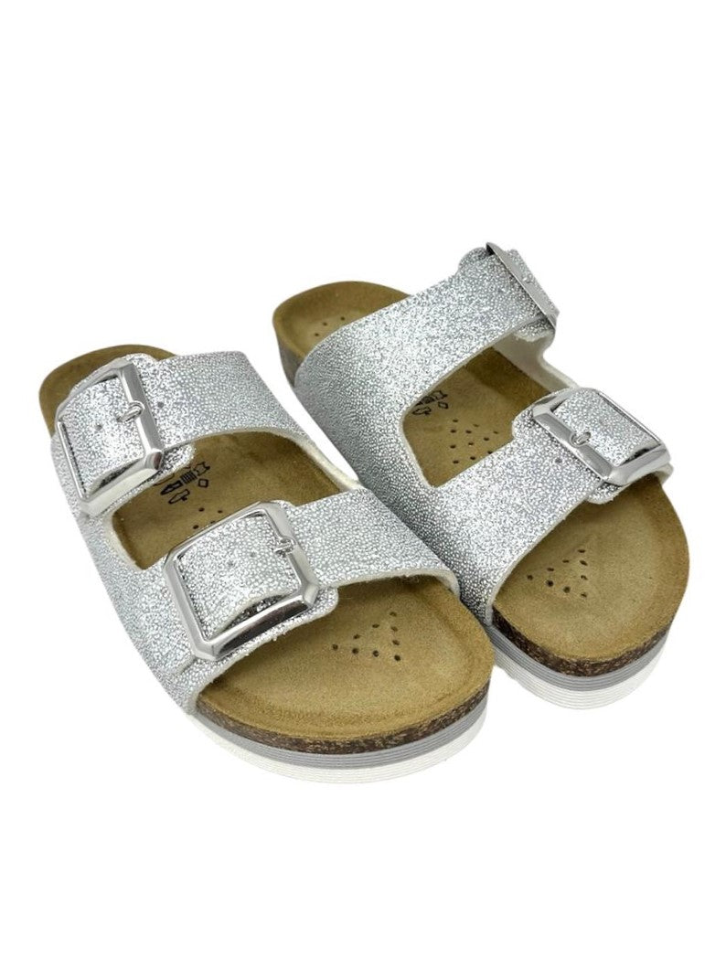 Ciabatta doppio cinturino argento glitter - GS4801A