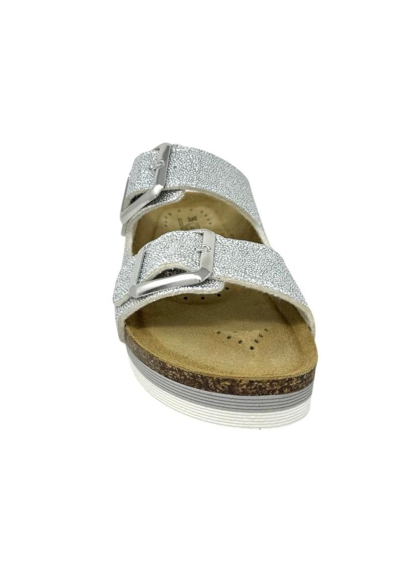Ciabatta doppio cinturino argento glitter - GS4801A