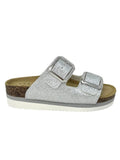 Ciabatta doppio cinturino argento glitter - GS4801A