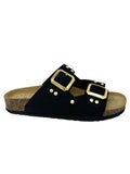 Ciabatta doppio cinturino nero con borchie - GS200VQ