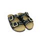 Ciabatta doppio cinturino nero con borchie - GS200VQ
