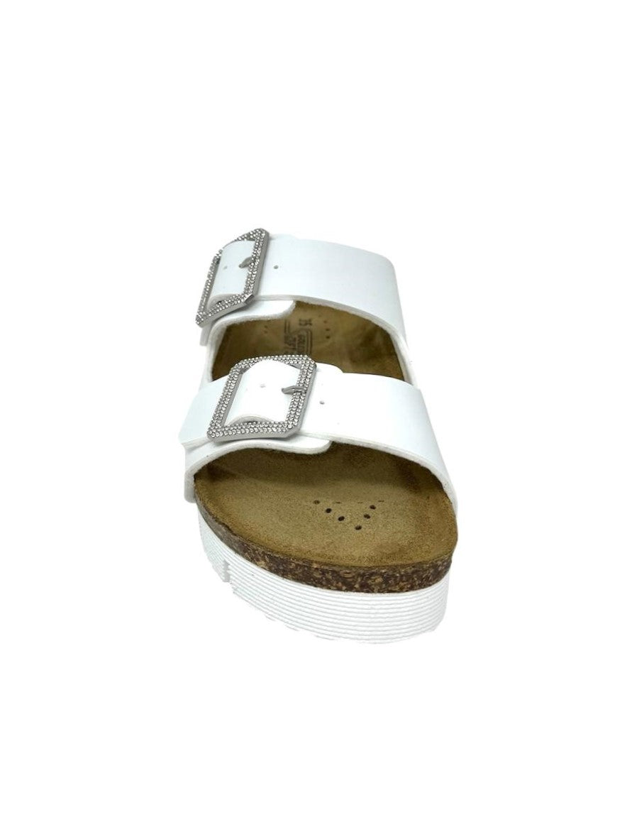 Sandalo doppio cinturino suola in gomma bianco - GS6801