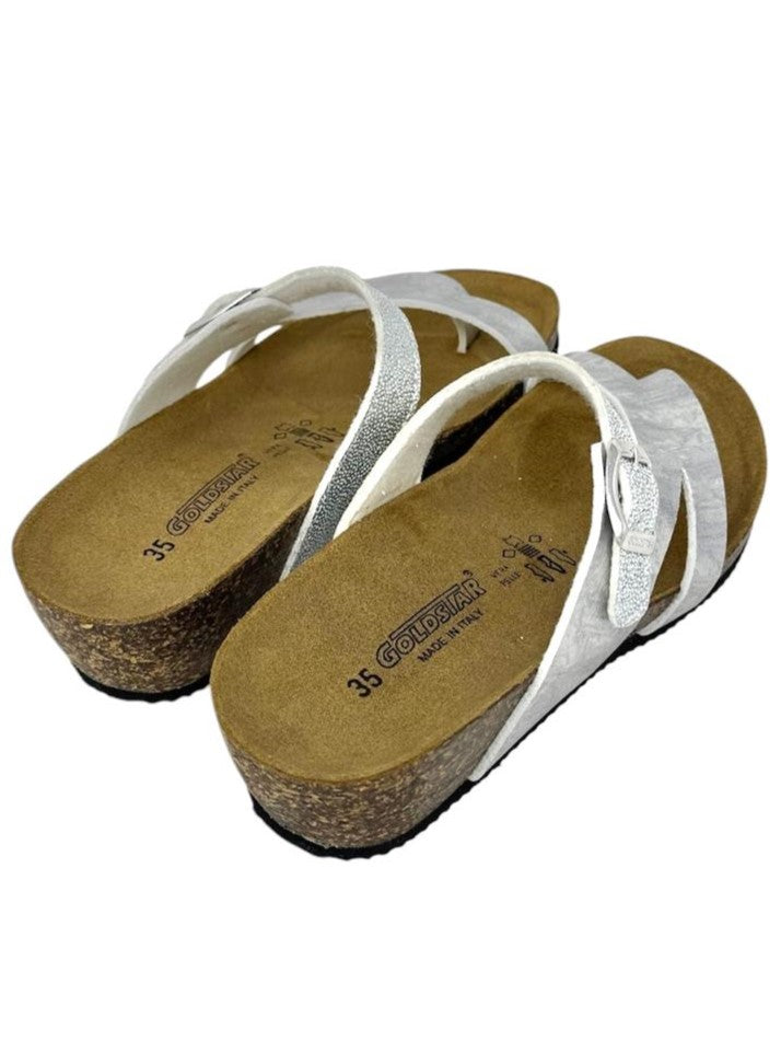 Ciabatta zeppa infradito argento - GS1206B
