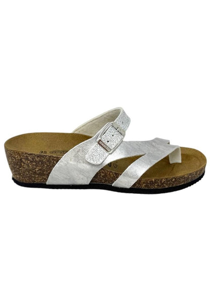 Ciabatta zeppa infradito argento - GS1206B
